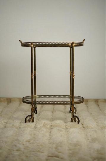 Antieke Messing Franse Bar Cart beschikbaar voor biedingen