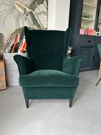 Ikea Strandmom oorfauteuil, donkergroen fluweel!, Ophalen, 75 tot 100 cm, Zo goed als nieuw, Stof