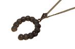 Hoefijzer 14 roos diamanten antieke ketting hanger 14k goud, Ophalen of Verzenden, Goud, Hanger, Met edelsteen
