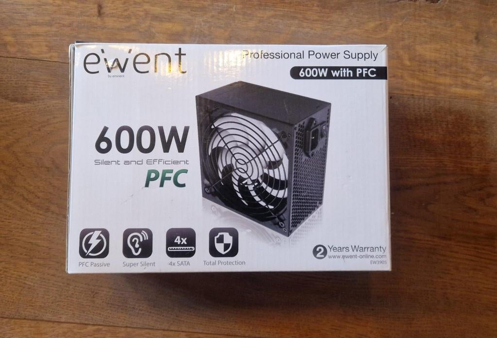 Ewent 600W Professional Power Supply (EW3905) - NIEUW, Ophalen of Verzenden, Nieuw