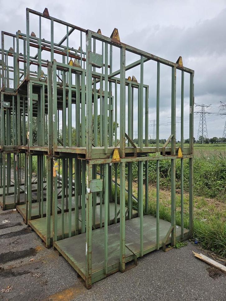 Stalen opslagrekken blauw en groen, Zakelijke goederen, Kantoor en Winkelinrichting | Magazijn, Stelling en Opslag, Ophalen