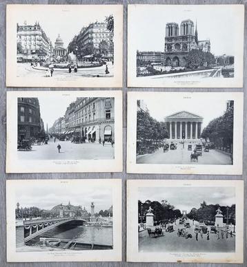 Oude prenten straatscènes Parijs (6 stuks) beschikbaar voor biedingen