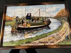 Oud Tegeltableau in houten lijst, Antiek en Kunst, Ophalen of Verzenden