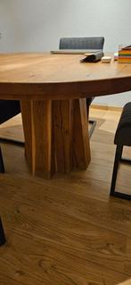 Eikenhouten ronde eettafel, Ophalen, Gebruikt, 100 tot 150 cm, 100 tot 150 cm