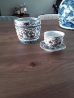 Gold imari bloempot en kop en schotel, Ophalen of Verzenden