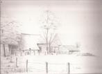 G. IJskes "Westerbork" Boerderij Potloodtekening 60er jaren, Antiek en Kunst, Ophalen of Verzenden