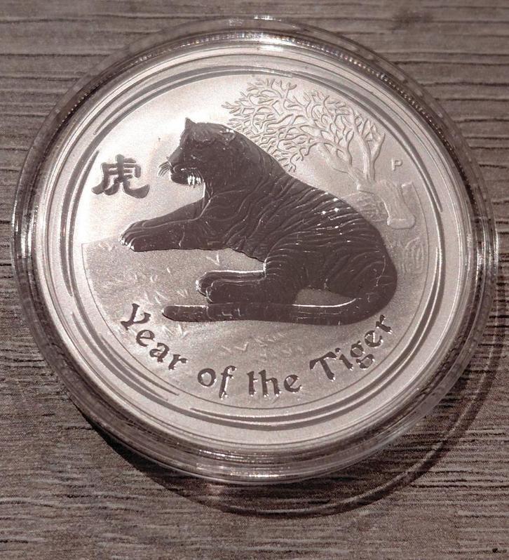 Lunar II Year of the Tiger (2010), Postzegels en Munten, Edelmetalen en Baren, Zilver, Ophalen of Verzenden