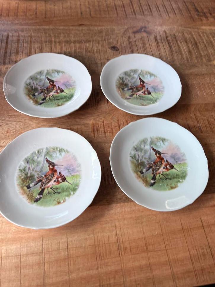 Set 4 Vintage Schumann Arzberg Bavaria vogelborden 1930–1940, Antiek en Kunst, Antiek | Servies los, Ophalen of Verzenden