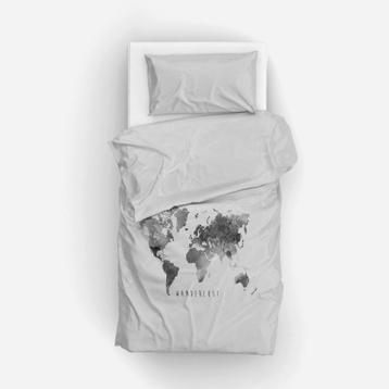 Essara dekbedovertrek wereld grijs 1 persoons nieuw beschikbaar voor biedingen