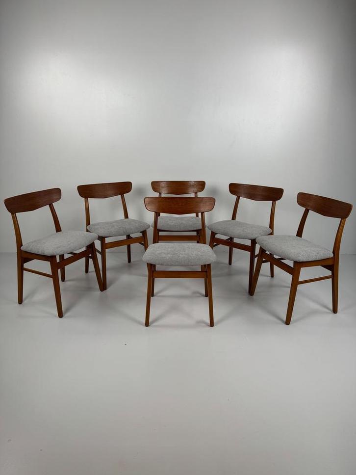 Set of 6 Findahl “Mosbøl” Dining Chairs, Huis en Inrichting, Stoelen, Zo goed als nieuw, Stof, Bruin, Ophalen