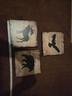 Houten dieren schilderijen set, Ophalen of Verzenden, Gebruikt