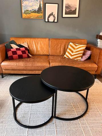 Ronde salontafel, bijzetteafel, zwart, set van 2  beschikbaar voor biedingen