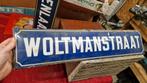 Emaille bord Woltmanstraat Heerenveen, Ophalen of Verzenden, Gebruikt, Reclamebord