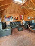 MOET WEG Chesterfield origineel lederen highback full set, Huis en Inrichting, Ophalen, Gebruikt, Klassiek engels, Leer