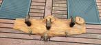 Houten wandkapstok met dierenpoten en fleur-de-lis haken, Wandkapstok, Gebruikt, Ophalen of Verzenden, Minder dan 100 cm