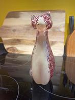 Kristallen Kat met Rode Tekening - 21cm, Ophalen of Verzenden, Minder dan 50 cm, Rood, Glas