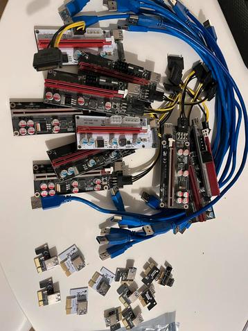 Mining Riser Set - 11 Risers, Kabels & Adapters pcie beschikbaar voor biedingen