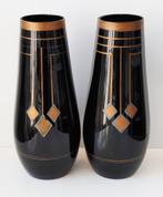 Paar Art Nouveau Deco Jugendstil glazen vazen glas vaas , Antiek en Kunst, Verzenden