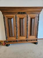 Antieke houten kast met lades en deuren, Antiek, 150 tot 200 cm, Ophalen of Verzenden, 150 tot 200 cm