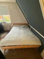 Elektrisch verstelbaar tweepersoonsbed, Ophalen, Bruin, 210 cm, Tweepersoons