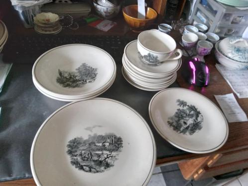 serviesdelen van oude Boch uit Belgie landschap, Antiek en Kunst, Antiek | Servies los, Ophalen of Verzenden