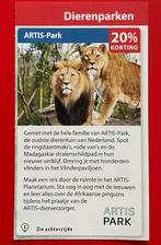 Kortingsbon Artis (20% korting), Tickets en Kaartjes, Drie personen of meer, Kortingskaart