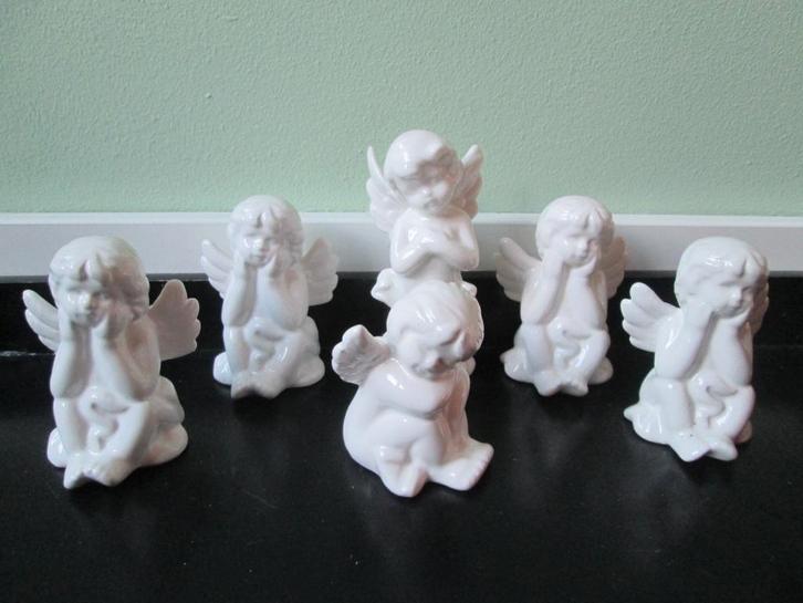 6 Witte Porseleinen Engeltjes Engelen, Diversen, Kerst, Nieuw, Ophalen of Verzenden