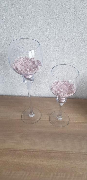 Windlicht met roze steentjes decoratie beschikbaar voor biedingen