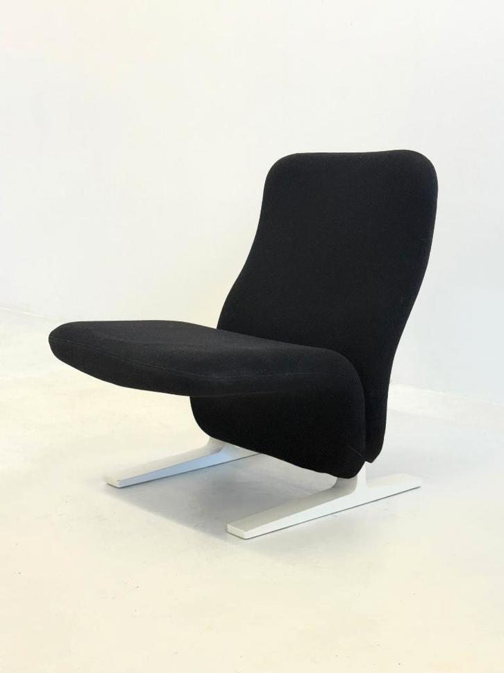 Artifort vintage Concorde F780 fauteuil zwart Pierre Paulin, Huis en Inrichting, Fauteuils, Gebruikt, Metaal, Stof, Overige materialen