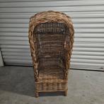 Kleine ouderwetse (strand) stoel, Ophalen, Bruin, Riet of Rotan, Zo goed als nieuw