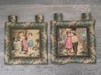 2 x vintage geborduurde lapjes met lussen. Wanddecoratie, Antiek en Kunst, Ophalen