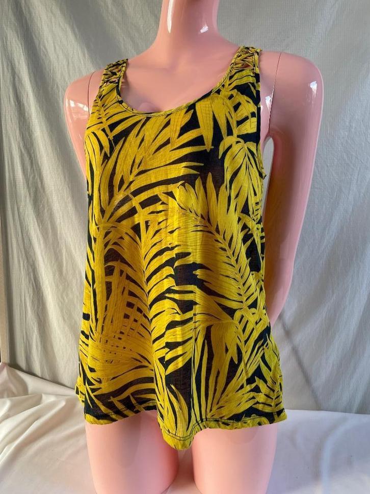 H&M T-shirt, geel, maat L, Kleding | Dames, Tops, Zo goed als nieuw, Maat 38/40 (M), Geel, Zonder mouw, Ophalen of Verzenden