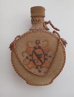 Fles met leren hoes, vintage, Antiek en Kunst, Verzenden