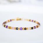 Armband met o.a. amethist, rozenkwarts en zwarte toermalijn, Nieuw, Ophalen of Verzenden, Roze, Met edelsteen