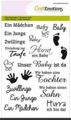 Nieuw clear stempels Teksten Baby Duits van Craft Emotions, Ophalen of Verzenden, Nieuw, Clearstamp