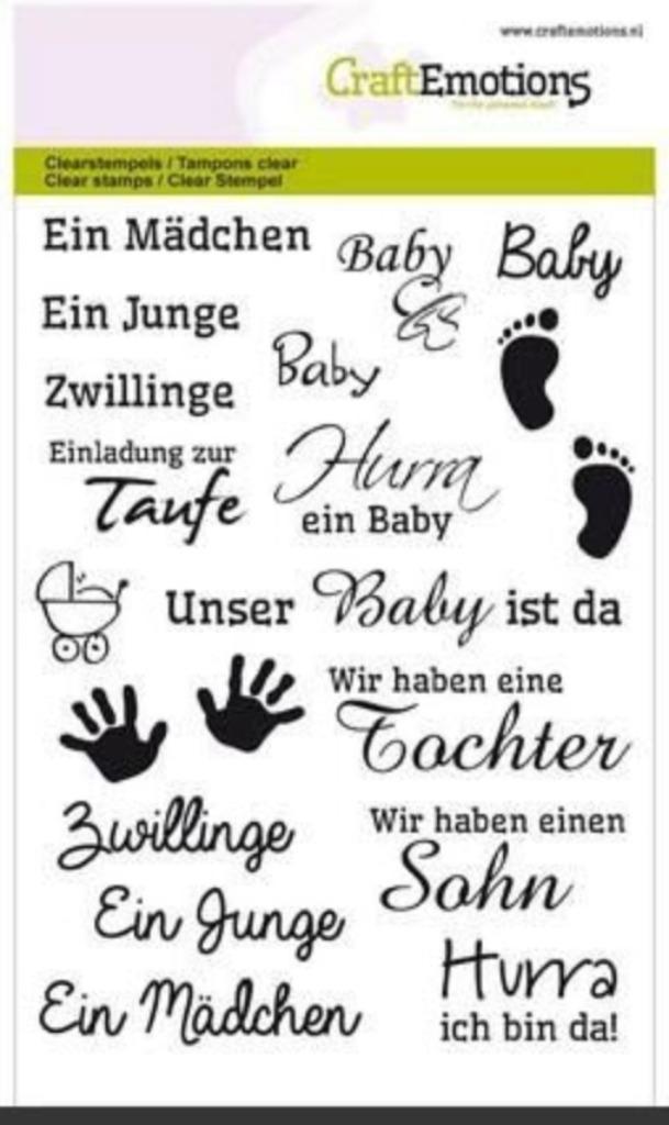 Nieuw clear stempels Teksten Baby Duits van Craft Emotions, Hobby en Vrije tijd, Stempelen, Nieuw, Clearstamp, Ophalen of Verzenden