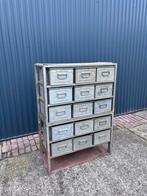 Vintage metalen kast schafer industrieel ladekast, Ophalen, Gebruikt, C, Minder dan 100 cm
