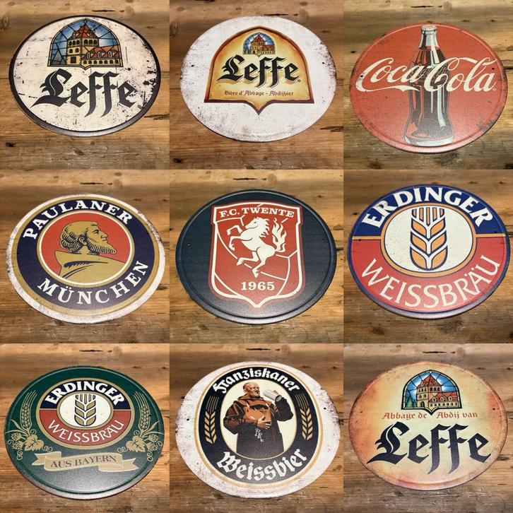 Metalen wandborden rond 20 cm, Verzamelen, Merken en Reclamevoorwerpen, Nieuw, Reclamebord, Ophalen of Verzenden