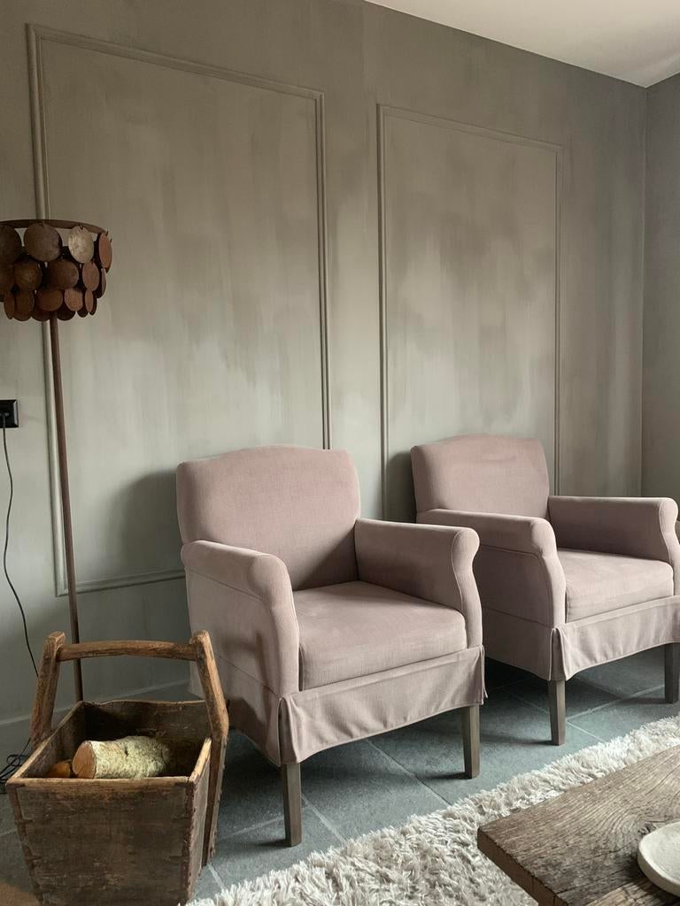 2 landelijk sobere fauteuils, Huis en Inrichting, Fauteuils, Zo goed als nieuw, 50 tot 75 cm, 75 tot 100 cm, Ophalen