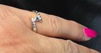 Vintage gouden bi-color ring Saffier en Diamant. 2025/595., Blauw, ., Ophalen of Verzenden, .