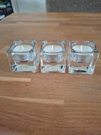 Orrefors, ice cubes 3 waxine lichtjes., Antiek en Kunst, Antiek | Glas en Kristal, Ophalen of Verzenden