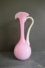 Vintage Opalina Fiorentina glazen vaas roze wit, Antiek en Kunst, Antiek | Vazen, Verzenden