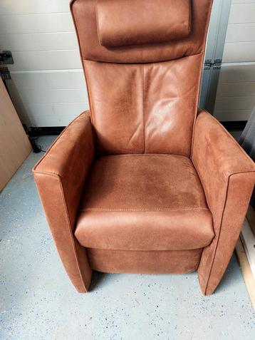 Lederen Relaxfauteuil Sta-Op Cognac - Zo Goed Als Nieuw beschikbaar voor biedingen