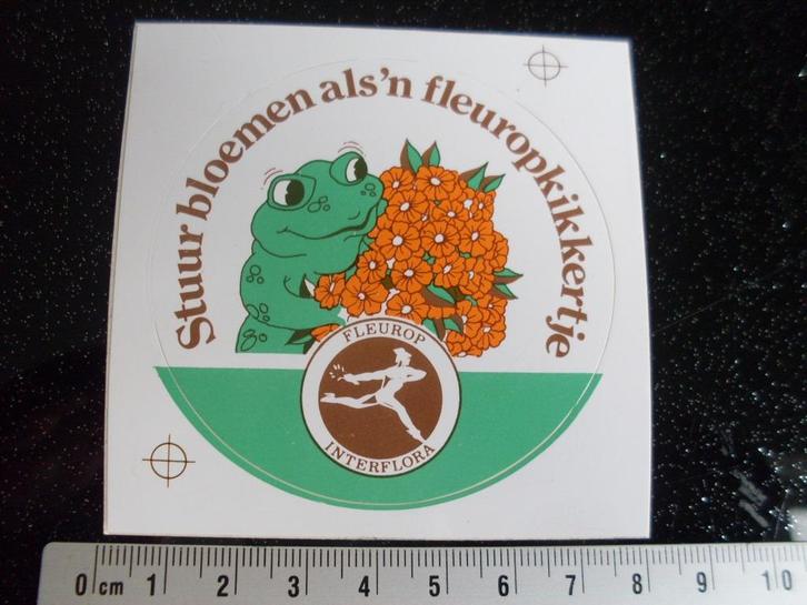 sticker stuur bloemen als 'n fleurop kikkertje interflora lo, Verzamelen, Stickers, Zo goed als nieuw, Bedrijf of Vereniging, Verzenden