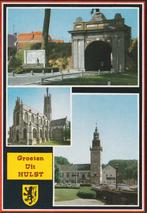 HULST Gentse Poort Basiliek Stadhuis Groeten, Verzamelen, Ansichtkaarten | Nederland, Verzenden, 1980 tot heden, Gelopen, Zeeland