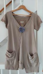 Tuniek taupe met bloem van Kosmika één maat, Maat 38/40 (M), Overige kleuren, Kosmika, Nieuw