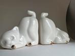 Set van 2 witte kat boekensteunen met gouden details, Ophalen of Verzenden, Gebruikt