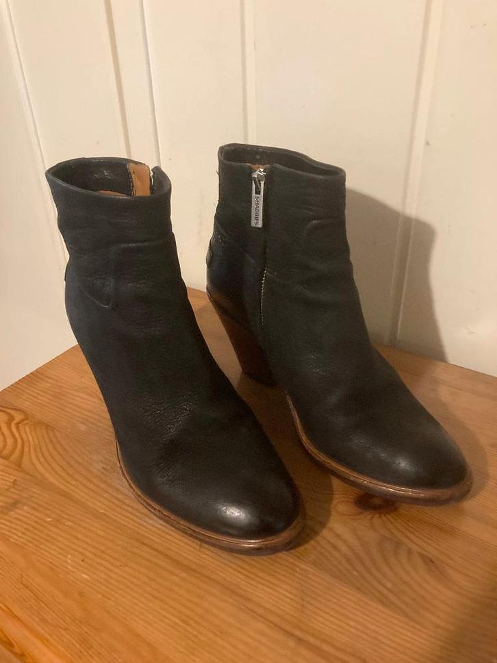 Degelijke zwarte leren laarsjes met hak van Shabbies, mt 40, Kleding | Dames, Schoenen, Zo goed als nieuw, Lage of Enkellaarzen