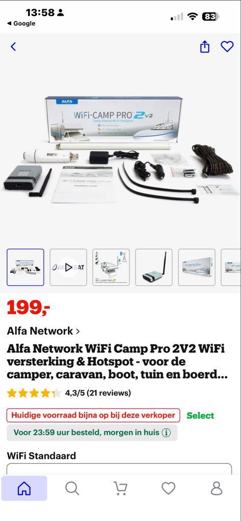 Alfa Network WiFi Camp Pro - WiFi versterker, Caravans en Kamperen, Camper-accessoires, Zo goed als nieuw, Ophalen of Verzenden
