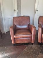 Vintage leren fauteuil, Ophalen, Gebruikt, Vintage, 75 tot 100 cm